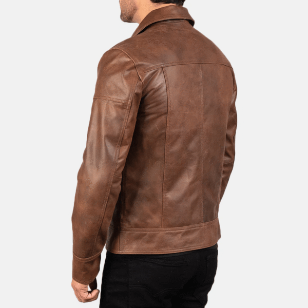 Lavendard Brown Leather Biker Jacket – Premium Cowhide Motorcycle Outerwear - Image 4