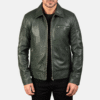 Lavendard Green Leather Biker Jacket Lavendard green leather biker jacket with shirt collar and zipper closure