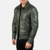 Lavendard Green Leather Biker Jacket (2) Lavendard Green Leather Biker Jacket