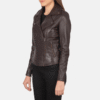 Maroon Leather Biker Jacket