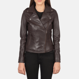Women's Maroon Leather Biker Jacket – Real Sheepskin