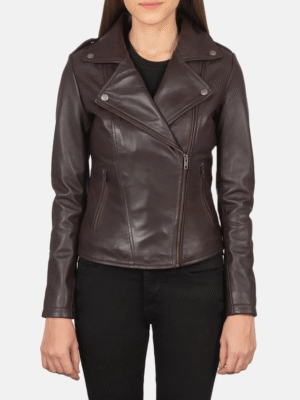 Women's Maroon Leather Biker Jacket – Real Sheepskin