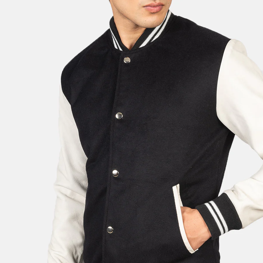 Vaxton Legacy – Premium Black and White Varsity Jacket - Image 5