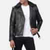 Men's Black Leather Biker Jacket (2) Men's Black Leather Biker Jacket