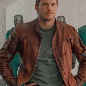 Men's Galaxy Leather Jacket in maroon with zippered front and round collar