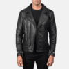 Men's Slim Fit Biker Jacket Men's Slim Fit Biker Jacket in black real sheepskin leather with zipper and snap button cuffs
