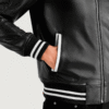 Pascal Black Leather Varsity Jacket (3) Black Leather Varsity Jacket