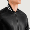 Pascal Black Leather Varsity Jacket (4) Black Leather Varsity Jacket