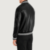 Pascal Black Leather Varsity Jacket (5) Black Leather Varsity Jacket