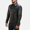 Ranchson Black Leather Shirt – Sheepskin Button-Up Shirt for Men (3) Black Leather Shirt Jacket