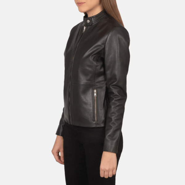 Rave Brown Leather Biker Jacket - Image 3