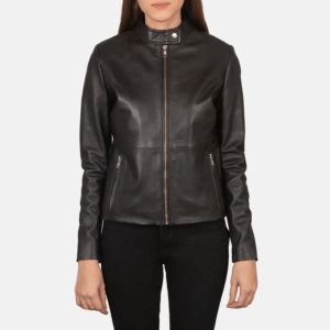 Rave Brown Leather Biker Jacket for Women – Real Sheepskin