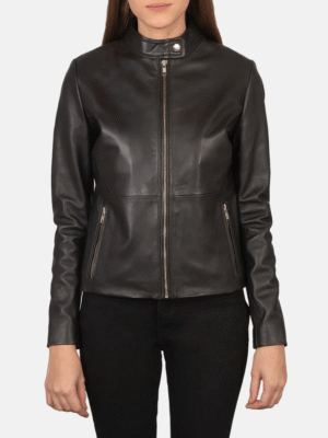 Rave Brown Leather Biker Jacket for Women – Real Sheepskin