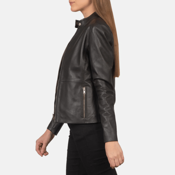Rave Brown Leather Biker Jacket - Image 5
