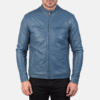 Stylish Blue Leather Biker Jacket