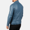 Stylish Blue Leather Biker Jacket