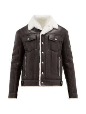 Stylish and Essential Men Shearling Leather Jacket in Brown – Real Leather Outerwear for Winter