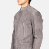Stylish Grey Suede Biker Jacket for Men