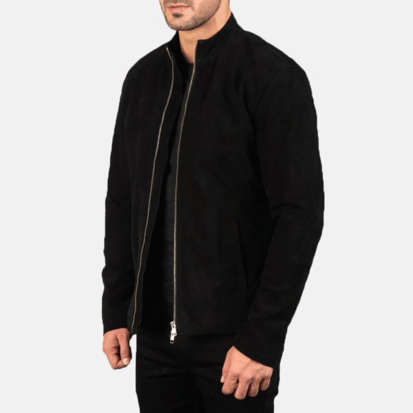 Ultimate Stylish Charcoal Black Suede Biker Jacket - Image 3