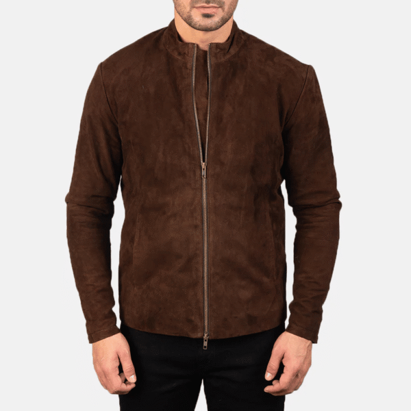 Ultimate Stylish Charcoal Mocha Suede Biker Jacket - Image 2