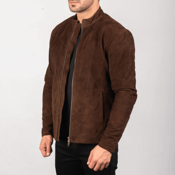 Ultimate Stylish Charcoal Mocha Suede Biker Jacket - Image 3