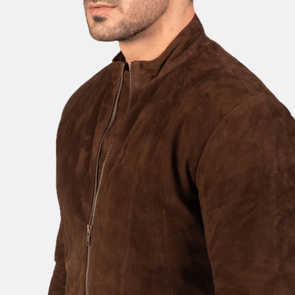 Ultimate Stylish Charcoal Mocha Suede Biker Jacket - Image 4
