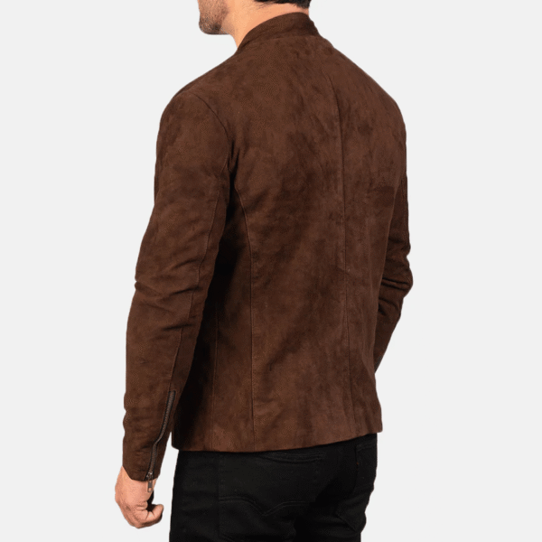 Ultimate Stylish Charcoal Mocha Suede Biker Jacket - Image 5