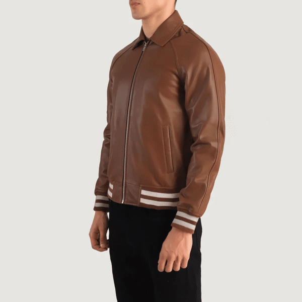 Walton Brown Leather Varsity Jacket - Image 2