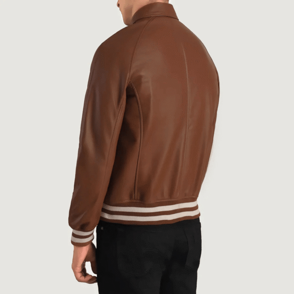 Walton Brown Leather Varsity Jacket - Image 4