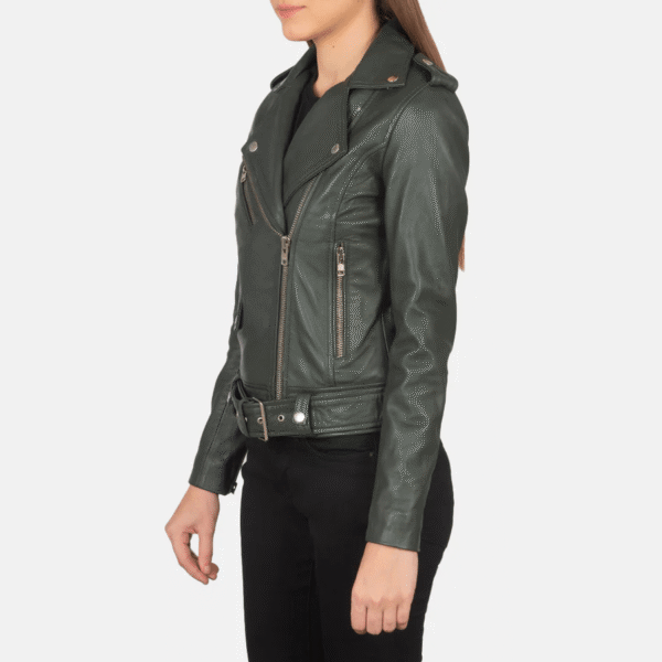 Alison Green Biker Leather Jacket - Image 3