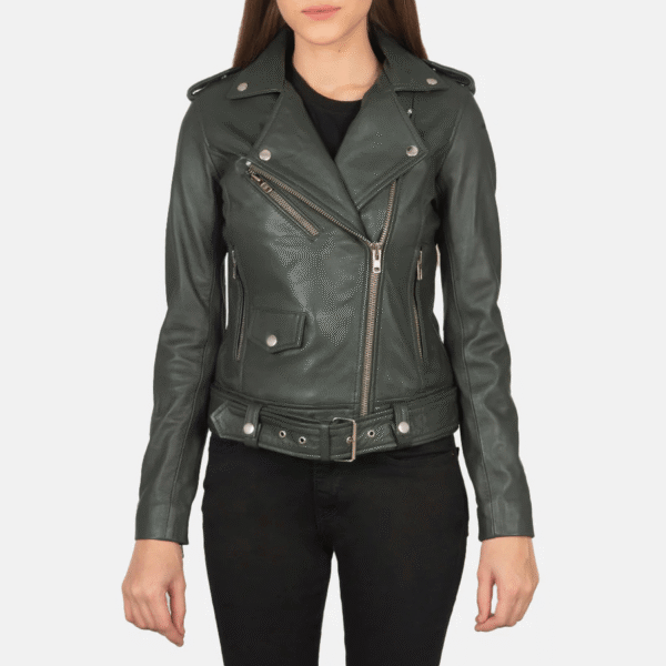 Alison Green Biker Leather Jacket - Image 4