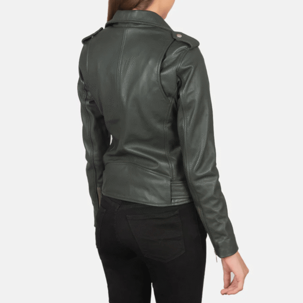 Alison Green Biker Leather Jacket - Image 5