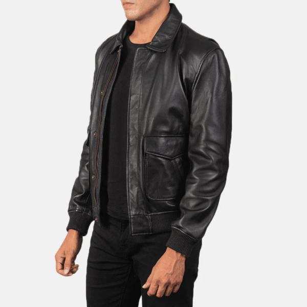 Black A2 Flight Bomber Jacket - Image 2