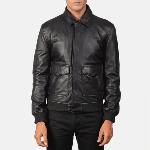 Black A2 Flight Bomber Jacket - Image 3
