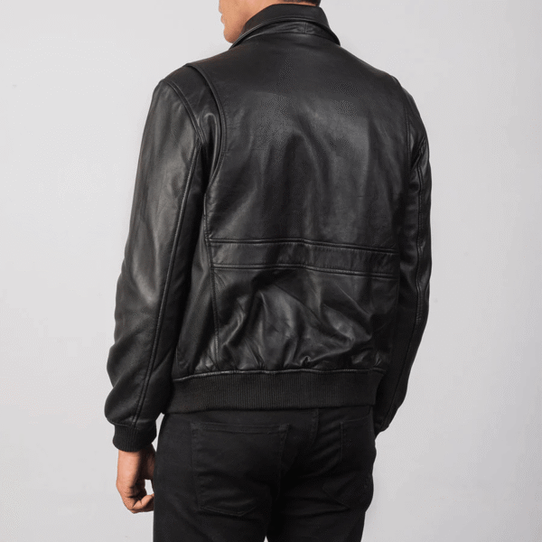 Black A2 Flight Bomber Jacket - Image 4