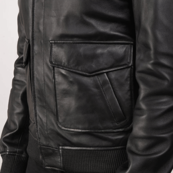 Black A2 Flight Bomber Jacket - Image 5
