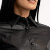 Black Leather Shirt Jacket