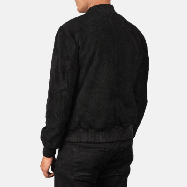 Black Suede Bomber Jacket - Image 5