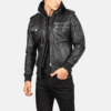 Bravado Black Hooded Leather Bomber Jacket (3) Black Hooded Leather Bomber Jacket