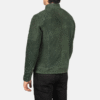 Men’s Green Suede Biker Jacket – Quilted Slim Fit Design