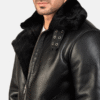 B-3 Aviator Jacket – Black Leather Bomber with Shearling Lining