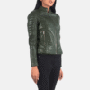 Green Quilted Leather Biker Jacket (2) Women's Green Quilted Leather Biker Jacket