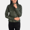 Green Quilted Leather Biker Jacket (4) Women's Green Quilted Leather Biker Jacket