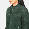 Green Suede Bomber Jacket For Women (4) Women's Green Suede Bomber Jacket