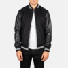 Harrison Black Hybrid Varsity Jacket – Modern Athletic Style Harrison Black Hybrid Varsity Jacket front view