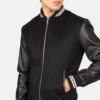 Harrison Black Hybrid Varsity Jacket – Modern Athletic Style (2) Black Hybrid Varsity Jacket – Modern Athletic Style