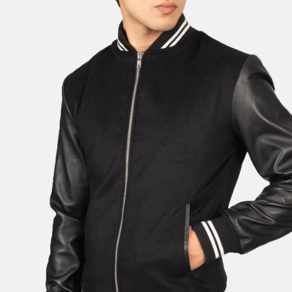 Harrison Black Hybrid Varsity Jacket – Modern Athletic Style - Image 2