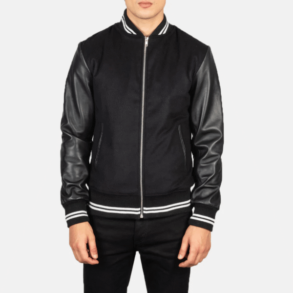 Harrison Black Hybrid Varsity Jacket – Modern Athletic Style - Image 4