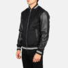 Harrison Black Hybrid Varsity Jacket – Modern Athletic Style (5) Black Hybrid Varsity Jacket – Modern Athletic Style