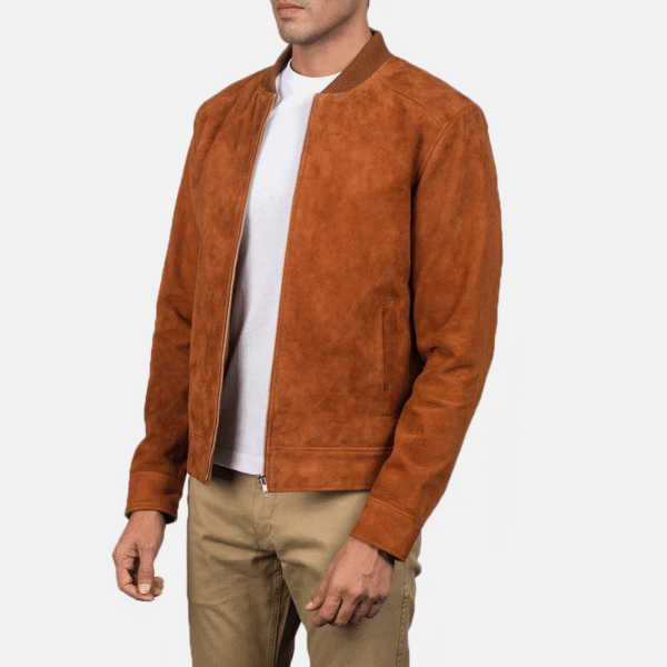 Men’s Brown Suede Bomber Jacket